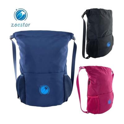 China Drawstring Closure Backpack Water Bottle Holder Sports Gym Bag Multi-colors Nylon Drawstring Pack Bulk Training Bag for sale