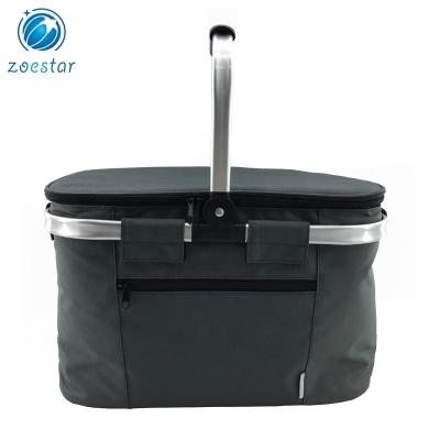 China Insulated Folding Cooler Picnic Basket Box Insulated Cooler Shopping Bag For Outdoor Camping for sale