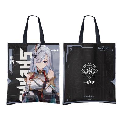 China Genshin New Impact Design 40*35cm Sexy Handled Canvas Shoulder Shopping Bag for sale