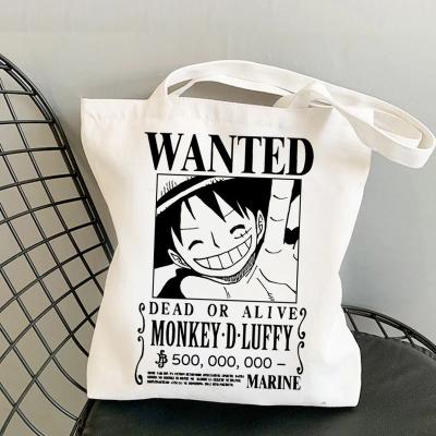 China One Piece Student Personality Canvas Luffy 40*35cm Handled Anime Shoulder Fashionable Portable Shopping Bag for sale