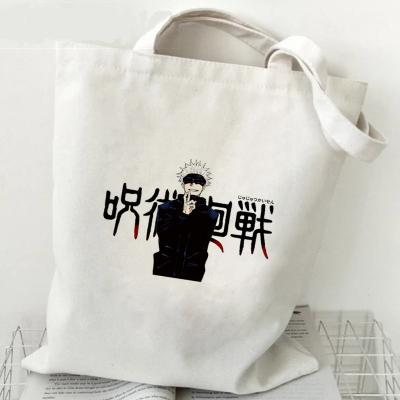 China Anime Jujutsu Kaisen 40*35cm Canvas Shoulder Handled Shopping Bag for sale