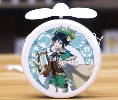 China Outdoor car anime product mini usb rechargeable battery fan genshin impact ganyu zhongli gift for sale