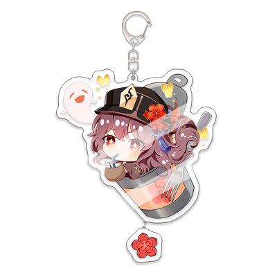 China Promotion gift/cute double-sided hutao pendant bag kazuha Xiao shenhe Genshin impact figure acrylic 6cm key chain decorations for sale