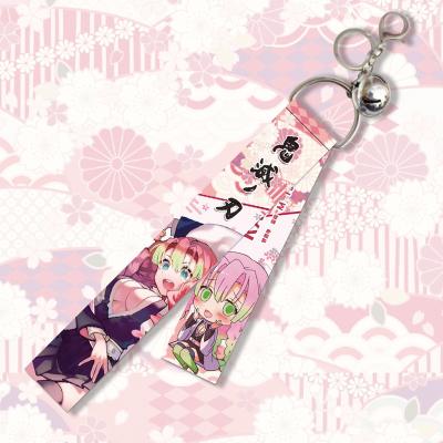 China Polyester 25cm long Kimetsu no Yaiba Character Printing Anime Ribbon Hutao Zhongli Xiao Mobile Bag Pendant Lanyard Key Chain for sale