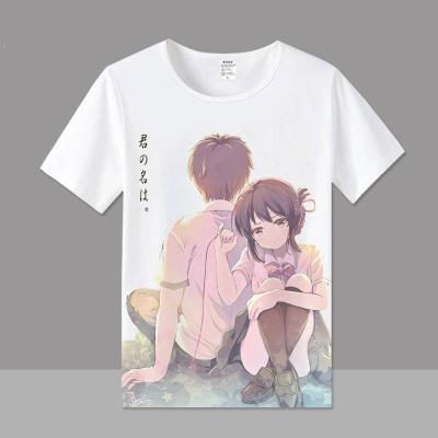 China Anti-Wrinkle 15 Styles Kimi No Na With A Your Name Mitsuha White Summer Factory Anime Wholesale T-Shirt for sale