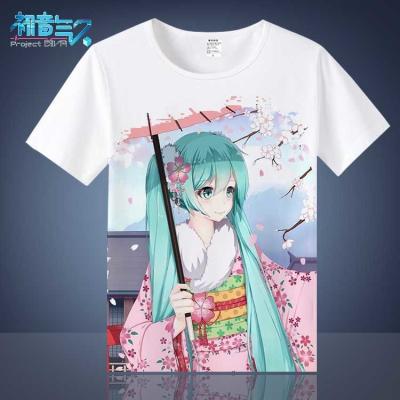 China High Quality Comfortable Anti-wrinkle Hatsune Miku White Summer Stability T-shirt Anime Plain Top for sale