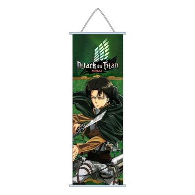 China 70x25cm Contemporary Silk Fabrics Wall Scrolls Posters Anime Attack On Titan Shingeki no Kyojin for sale