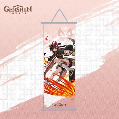 China genshin contemporary impact game anime poster silk roll painting Xiao's new ganyu hutao 70*25cm poster for sale