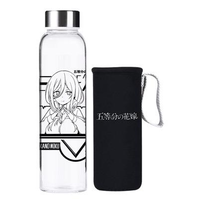 China Viable Anime 550ml Glass Water Bottles Character Printed For Fans Comicon Gift Gotoubun No Hanayome Anime Dress Up Decanter for sale