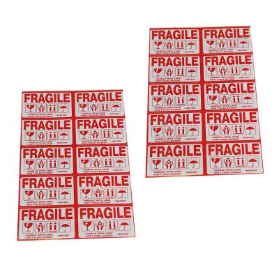 China Waterproof red warning sticker fragile product label sticker safe shipping label for sale