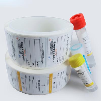 China Factory Custom Printing Medical Frozen Removable Blood Collection Test Tube Label Sticker Waterproof Customized Design Labels For Hospitals for sale