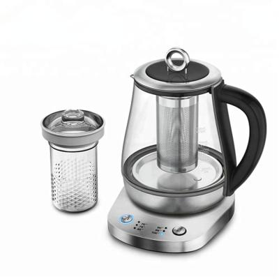 China 360 Degree Rotation Base Kettle 1.5L Wholesale Portable Glass Tea Maker With Infuser Health Care Kettle for sale