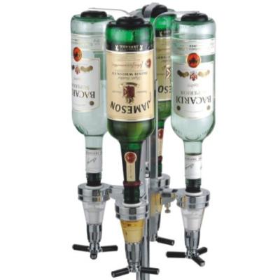 China Four-Bottle Stocked Metal Drinkware Set Rotating Wine Container Cocktail Bar Liquor Dispenser for sale