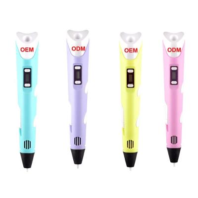 China Hot Selling EU/AU/US/UK Three-Dimensional Painting Full-automatic Led Display Plugs Mini Rechargeable DIY Kids Education 3D Glue Printing Pen for sale