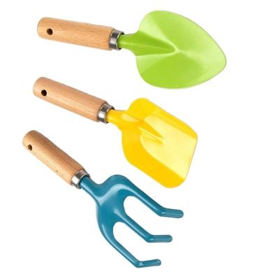 China Gardening Tools Hot Seller High Quality Children's Series Beech Wood Handle Three-piece Set for sale