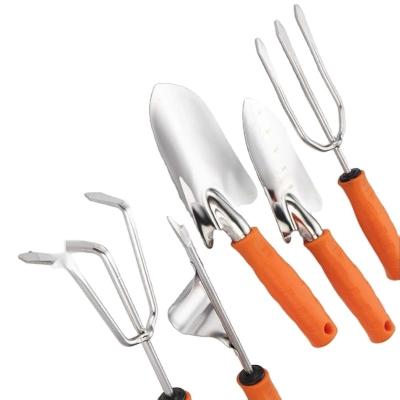 China Hot Seller High Quality PP Series Stainless Steel Mini Gardening Tools Five-Piece Orange Handle Gardening Tools Set for sale