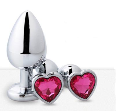 China BDSM Toys Adult BDSM Gift Stainless Steel Sexy Toy 3 Size One Anal Fitness Crystal Jewelry Anal Butt Plug Dilator Men Women Set for sale