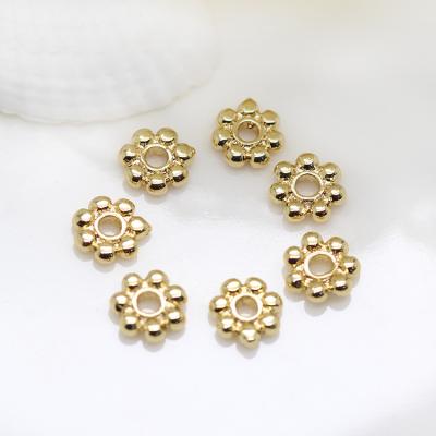 China Jewelry Making 14K Real Gold Brass Metal Daisy Spacer Beads 6mm For DIY Jewelry Making for sale