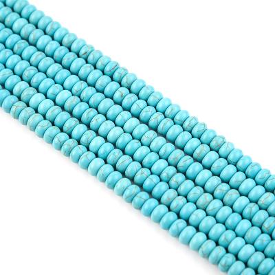 China DIY Jewelry Making Natural Chinese Green Gemstone Turquoise Rondelle Loose Beads Charms For Jewelry Making for sale