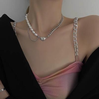 China BOHEMIA Fashion Loving Heart And Pungent Pearl Hip Hop Hot Clavicle Chain Necklace Female Jewelry for sale