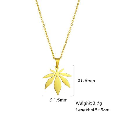 China Environmental Friendly Custom Design Mens And Womens Retro Personality Hip Hop Maple Leaf Necklace Stainless Steel Pendant Jewelry For Wholesale for sale