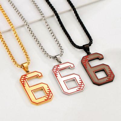 China Environmental Friendly Custom Design Silver Gold Plated Jewelry Stainless Steel Arabic Lucky Number 6 Pendant Necklace For Women Men for sale