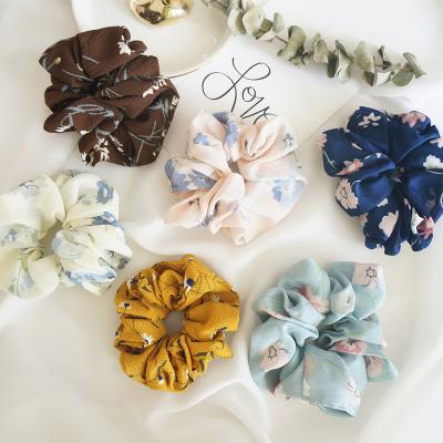 China Fashion Hair Scrunchies Spring and Summer Women Large Chiffon Scrunchies Soft Flower Headbands Elastic Hair Bands for Girls for sale