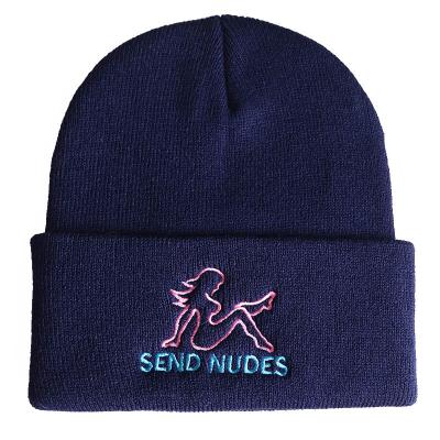 China JOINT Embroidered Send Nudity Knitted Beanie Women And Men Custom Logo Hip Hop Winter Hats for sale