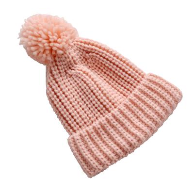 China New COMMON Winter Autumn Kids Baby Boys and Girls Pompom Pom Pom Candy Warm Knit Beanie Hats for sale