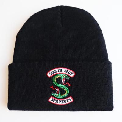 China COMMON winter snake pullover unisex embroidered warm hip-hop knitted beanie hats for sale