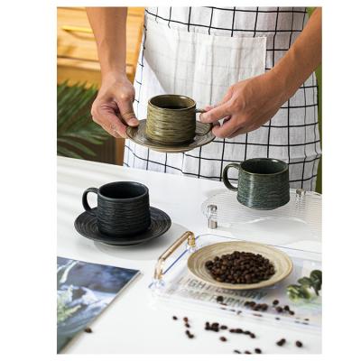 China Sustainable Wholesale Items Lunch Couple Ceramic Stoneware Coffee Cup Saucer for sale