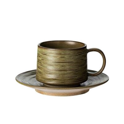 China Viable Quality Color Coffee Cup And Saucer Set Cappuccino Latte Cup Thickened Ceramic Mug for sale