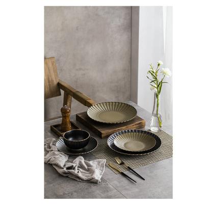 China Good Quality Viable Daisy Salad Yg Porcelain Stoneware Plates Dinner Plate Speckled Stoneware for sale