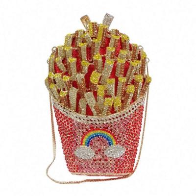 China New Crystal French Fries Chips Minaudiere Purses Sparkle Women's Clutch Evening Purses and Purses Wedding Party Purses for sale