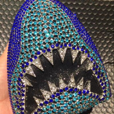 China Crystal Luxury Trendy New Designed Crystal Cute Shark Head Women even Diamond Animal Clutch Purses Rhinestone Bag for sale