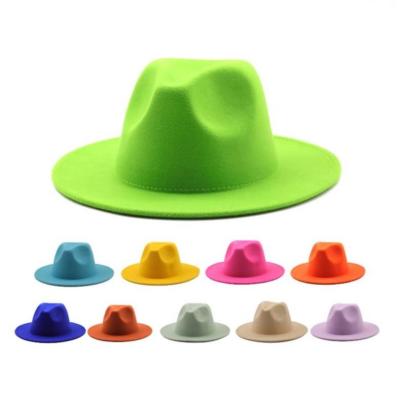 China Women Brim Party Music Festival Fashion Felted Hat Hats Wide Cotton Vegan Polyester Solid Color Wool Hat Plush Felted Hat Material Hats for sale