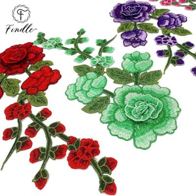 China Eco-Friendly Wholesale Custom Water Soluble Embroidery 3D Flowers Sustainable Patches for sale