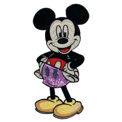 China Large beauty embroidery mickey cartoon sequin viable hot selling patch for clothing for sale