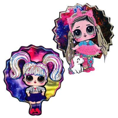 China Viable recent popular high quality little girl sequin sew on embroidery patch sequin diy cartoon for sale