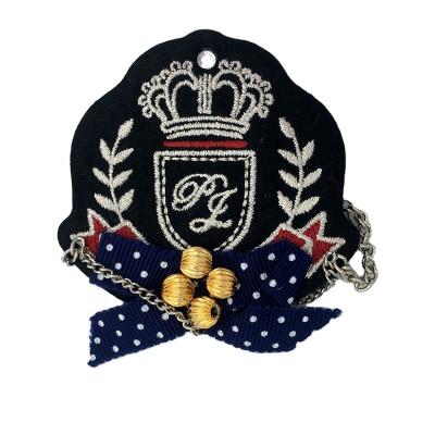 China 2021 Popular Wholesale Custom Custom Size Embroidery 3D Badge Gold Patch For Clothes for sale