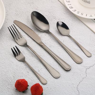 China Sustainable Silver Modern Inox Flatware , Stainless Steel Metal Knife Fork Spoon Gold Cutlery for sale