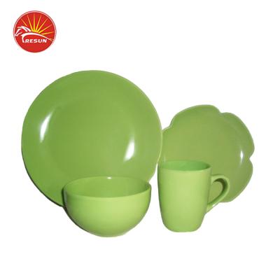 China Petal Shape Sustainable Dinner Set With Solid Color Stoneware Color Glazed Dinnerware Set for sale