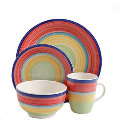 China Wholesale CERAMIC POTTERY STONEWARE TABLEWARE SETS HAND PAINTED FACTORY Viable for sale