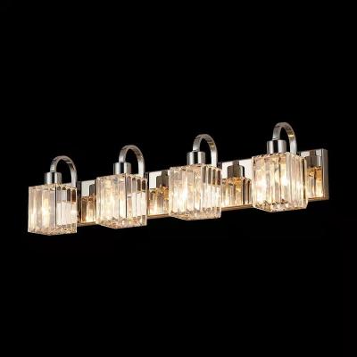 China Modern Mirror Front Light Stainless Steel Finish Mirror LED Wall Light Fixtures Crystal Bathroom Vanity Lights Over for sale