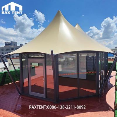 China Luxury Hotel and Family Resort RAXTENT 60sqm Membrane Structure Glamping Tensile Tent for Luxury Hotel and Family Resort for sale