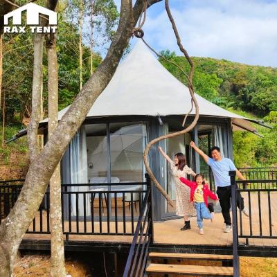 China UV Resistance 30sqm Glamping Peak Top Tent With Luxury Living Space For Family Camping Room for sale