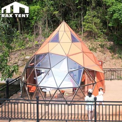 China Waterproof Exclusive 6M Peach Shape Glamping Tent Hotel With Shower And Toilet for sale