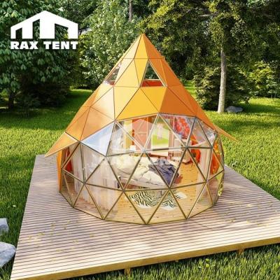 China Waterproof UV-Resistance Fireproof Luxury Geodesic Dome Tent for Glamping and Family Resort with Tempered Glass Bay Window for sale