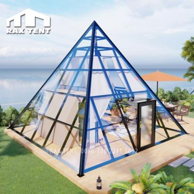 China 100% Soundproof RAX 7M Glamping Hotel Tent With Pyramid Glass House With Bathroom For Outdoor Living At Cheap Price for sale