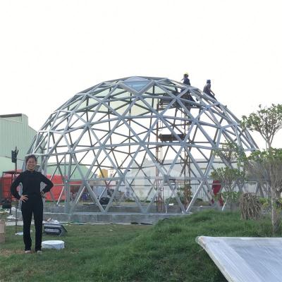 China Water Proof Light Weight Dome Glass House Aluminum Steel Frame Prefab Price for sale